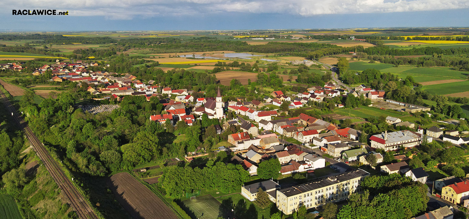 Panorama centralnej i wschodniej części Racławic Śląskich