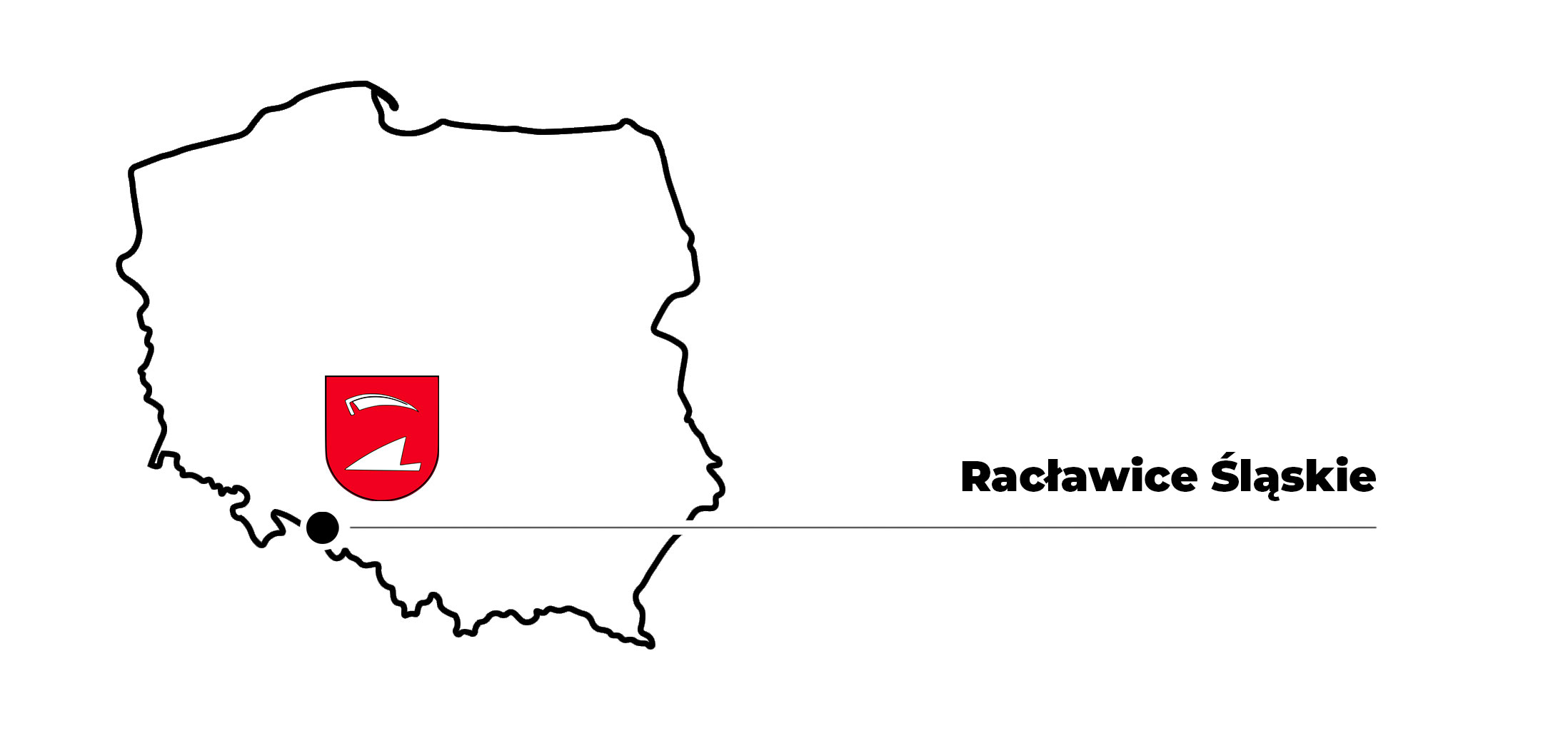 Mapa poglądowa prezentująca położenie Racławic Śląskich na obrysie terytorium Polski